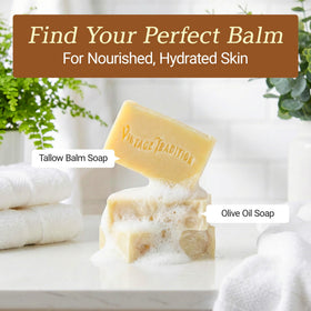Vintage Tradition soap drying on a soap dish to prolong bar life and maintain firmness