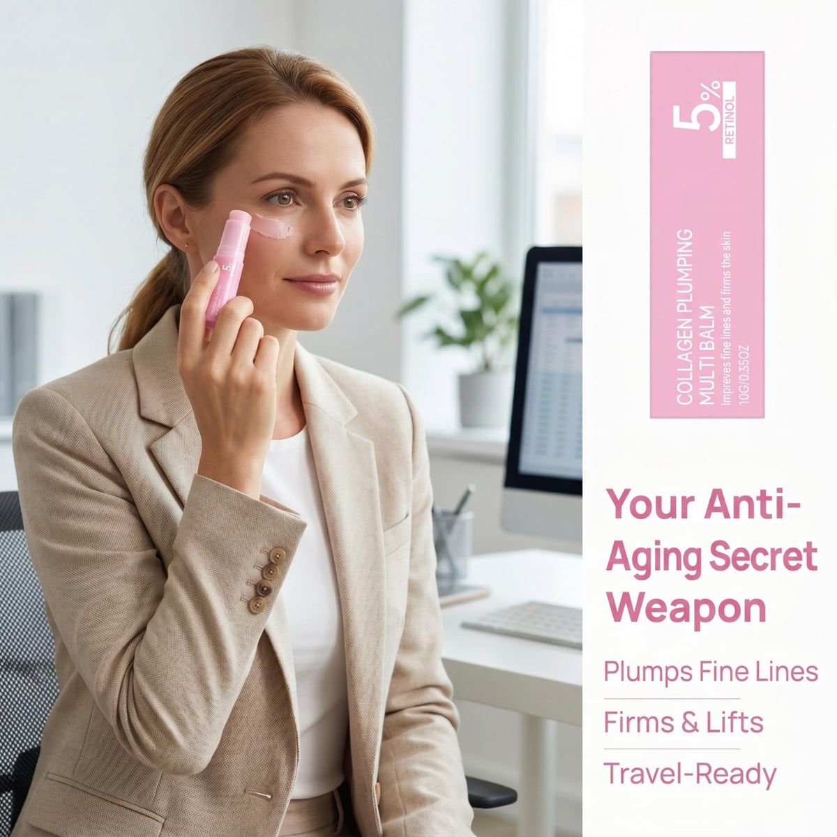 VIONAIRE under-eye application demonstrating targeted smoothing and de-puffing