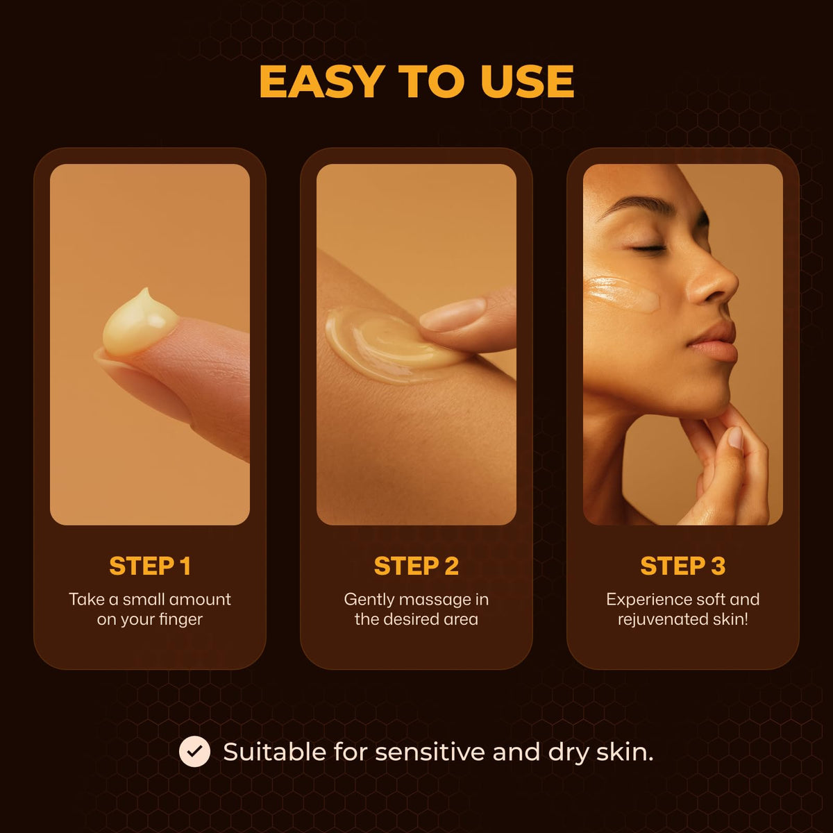 VIORY balm being applied to cheek to demonstrate gentle hydration and sensitive skin suitability