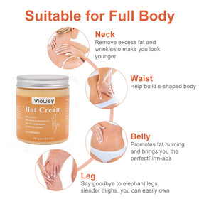 Viowey cream applied on abdomen showing warming massage for better circulation