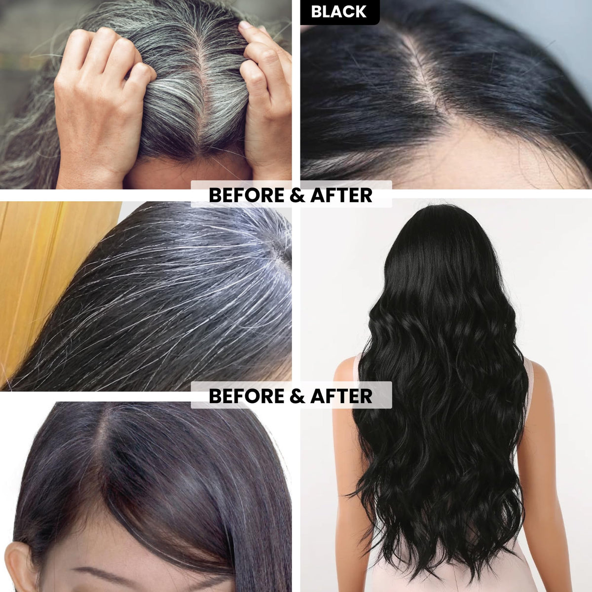 VIP HAIR COLOUR SHAMPOO before and after hair comparison showing refreshed tone