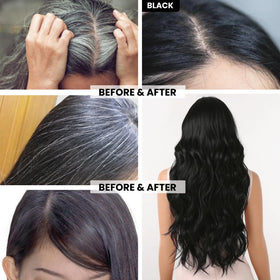VIP HAIR COLOUR SHAMPOO before and after hair comparison showing refreshed tone