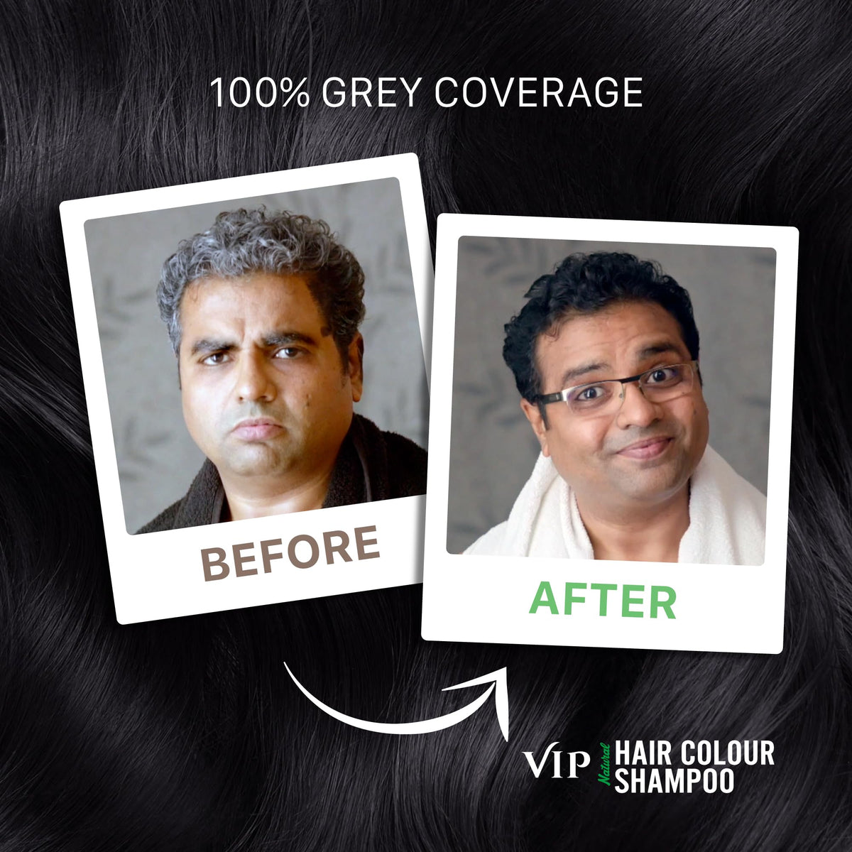 VIP HAIR COLOUR SHAMPOO bottle in shower showing convenient in-shower use