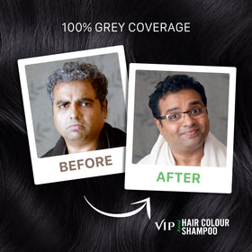VIP HAIR COLOUR SHAMPOO bottle in shower showing convenient in-shower use