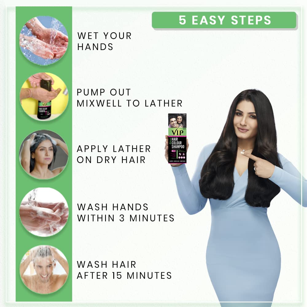 VIP HAIR COLOUR SHAMPOO lather on hands showing even pigment distribution benefit