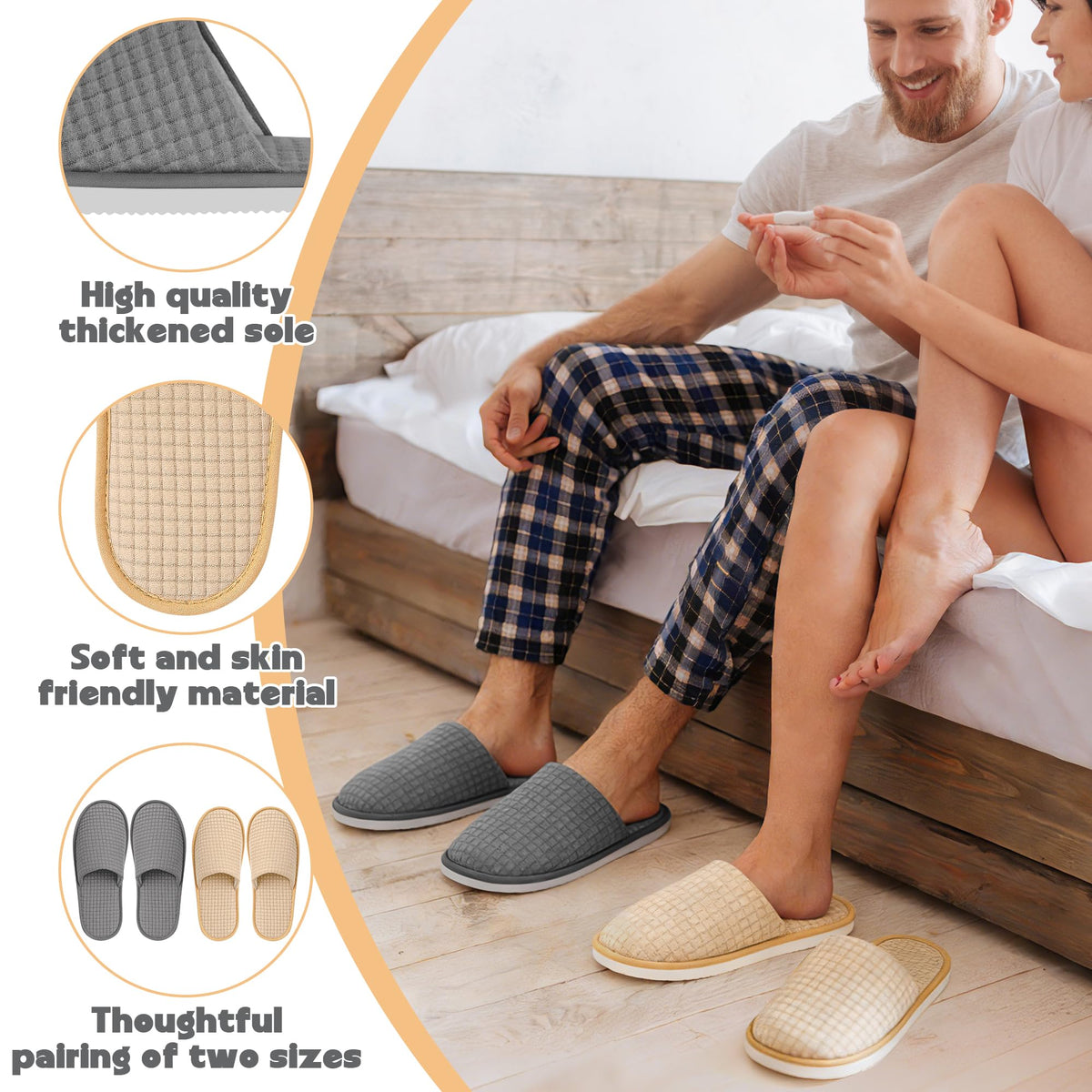 Vipay slippers in a hotel room scene conveying professional hospitality use