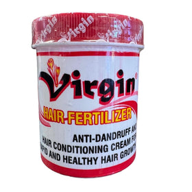 Virgin Hair Fertilizer front jar view showing label and 200g size benefit
