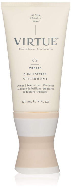 VIRTUE 6-in-1 Styler front packaging showing product and benefit of multitasking