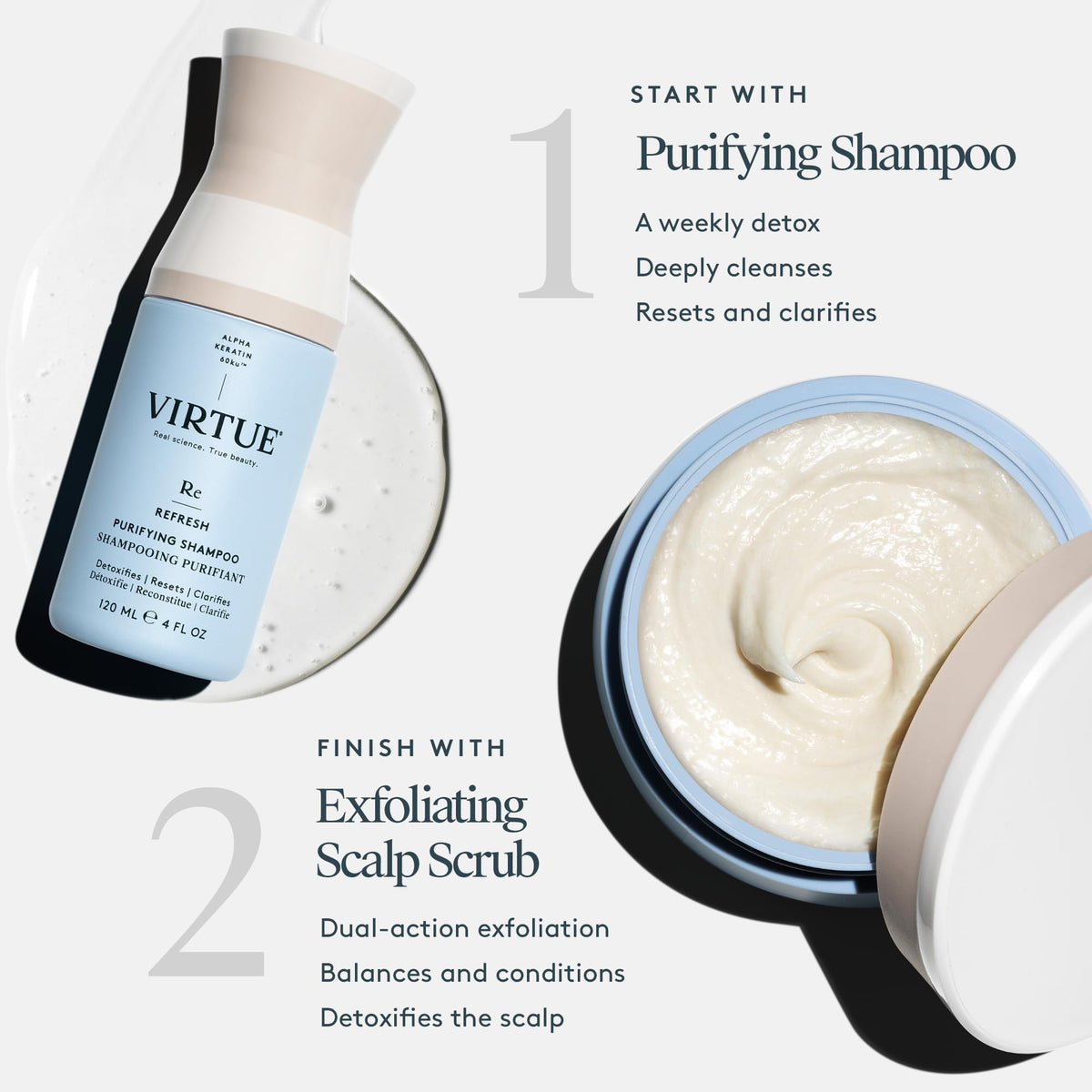 VIRTUE application in hand demonstrating easy spreadability and gentle exfoliation benefit