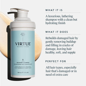 VIRTUE back label highlighting keratin ingredient benefits