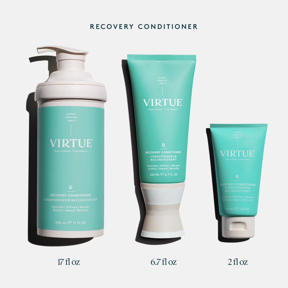 VIRTUE before and after damaged hair showing reduced split ends and strength