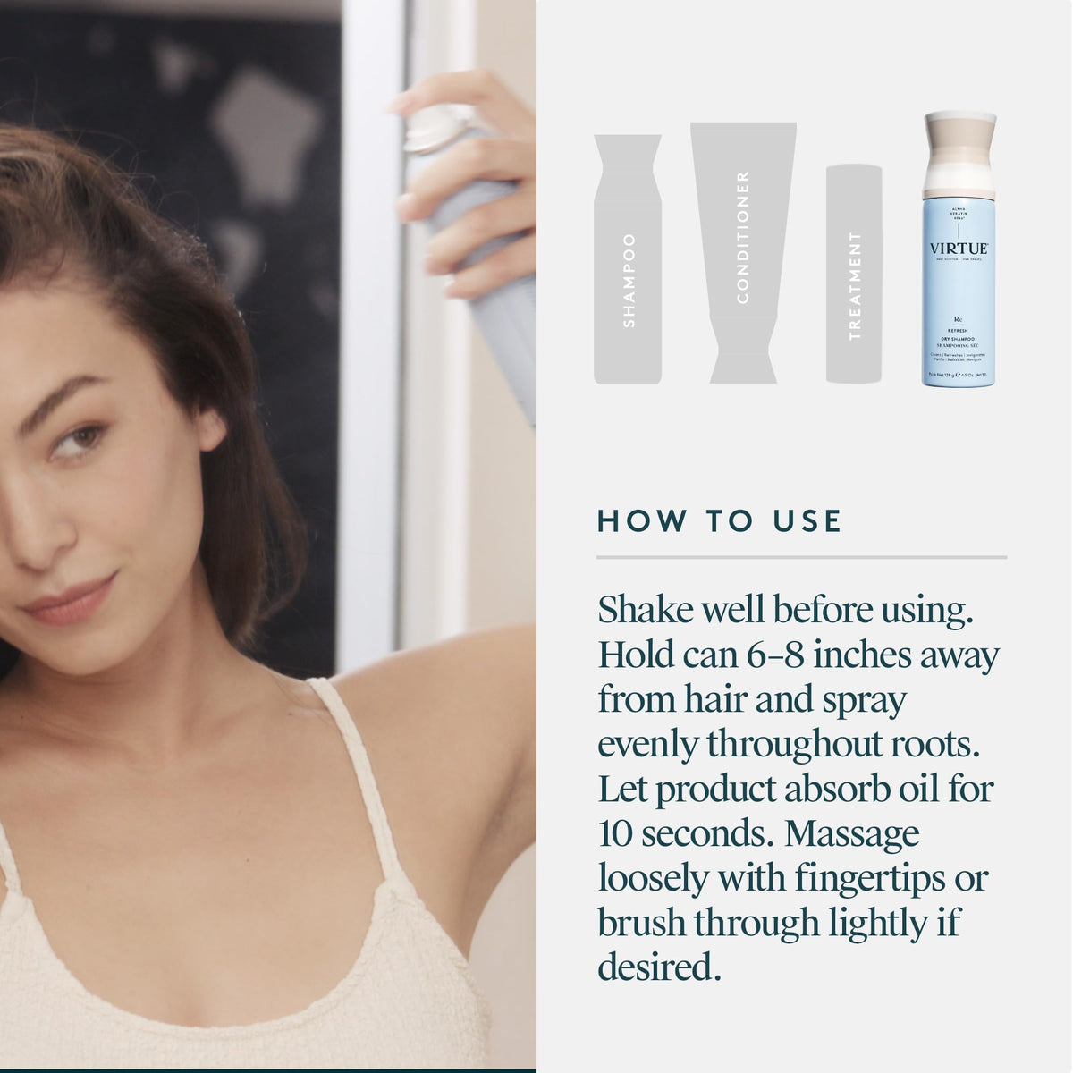 VIRTUE used on color-treated hair showing safe, non-stripping refresh