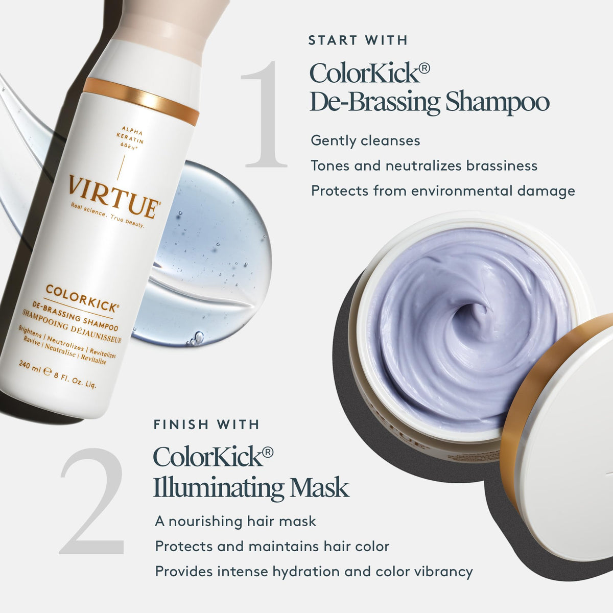 VIRTUE ColorKick before and after tone comparison improves color