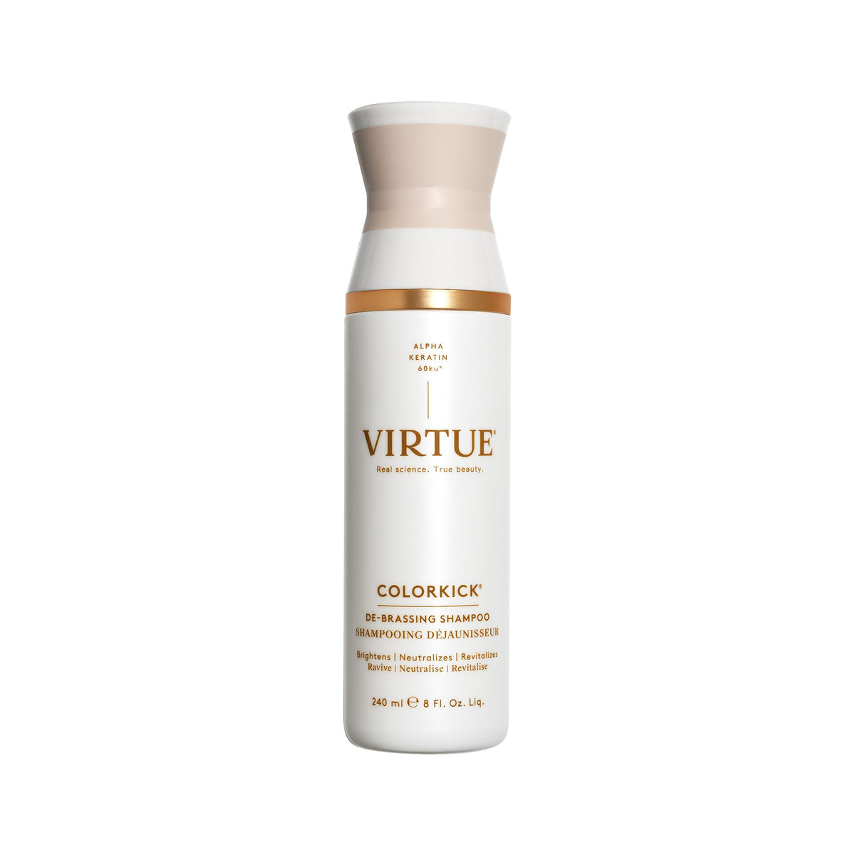 VIRTUE ColorKick front packaging showing bottle and label, clear product identity and benefits