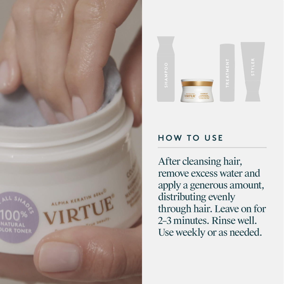 VIRTUE ColorKick ingredients pictured with yuzu and chamomile for scent
