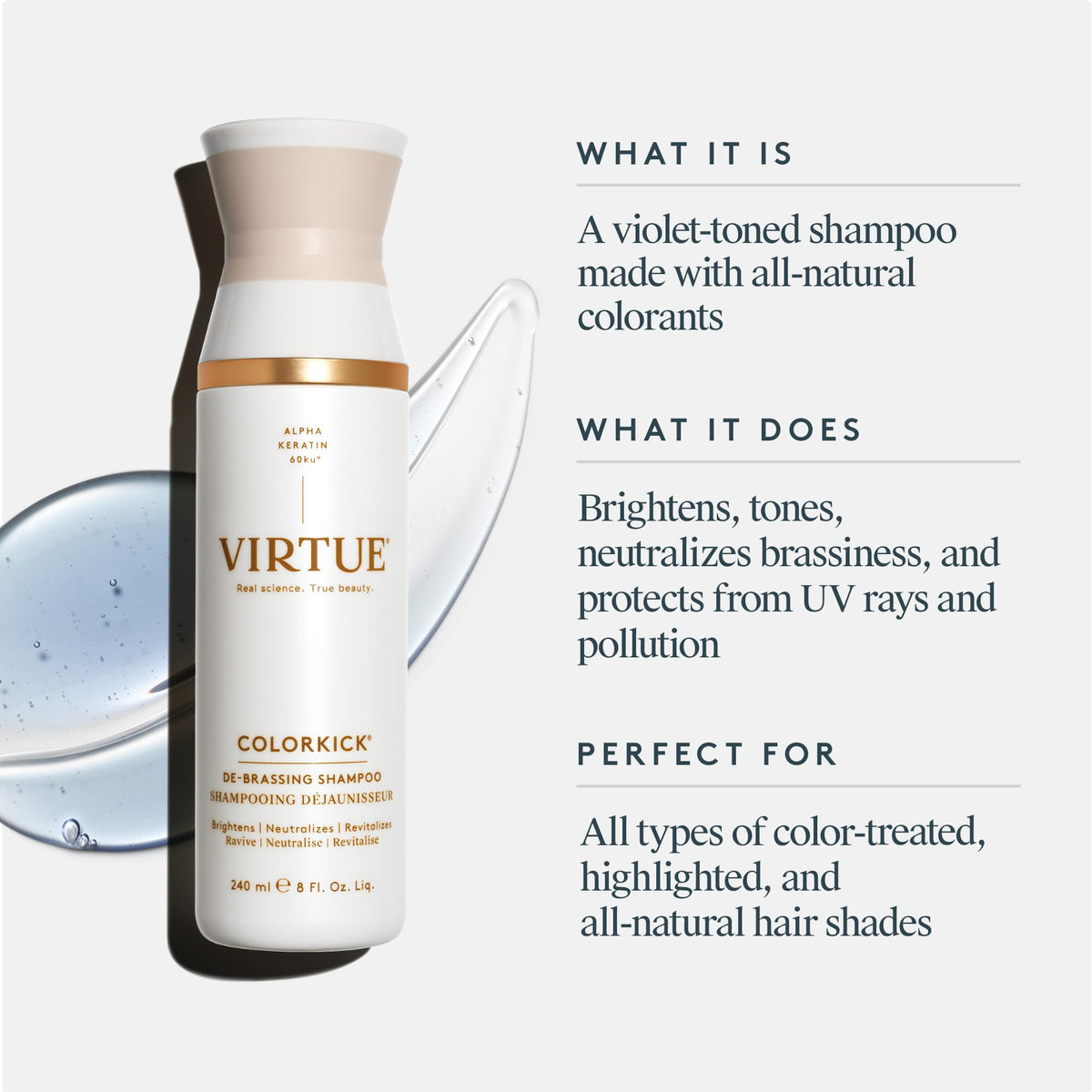 VIRTUE ColorKick pump nozzle detail highlighting easy dispensing and controlled application