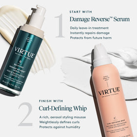 VIRTUE ingredient panel label closeup emphasizing Alpha Keratin 60ku and plant extracts