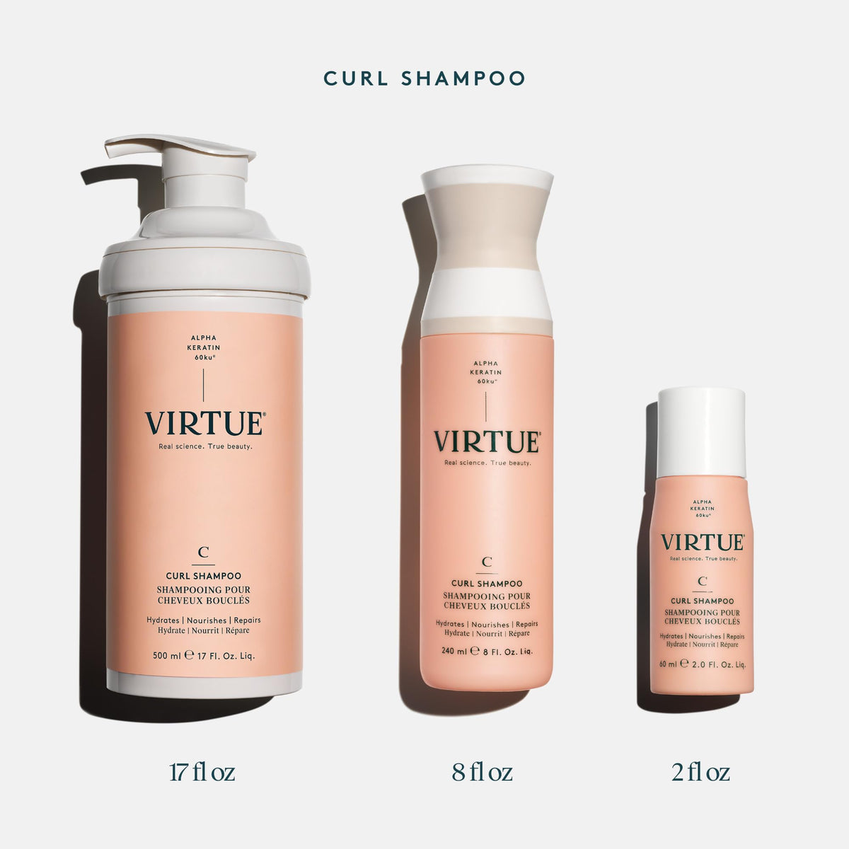 VIRTUE bottle beside common items to show product size and scale