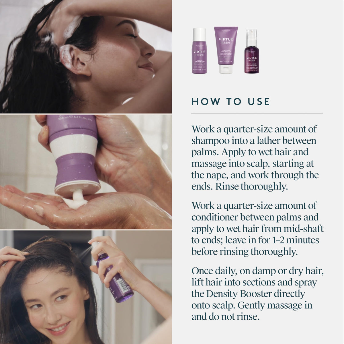 VIRTUE density booster dropper applying to scalp for targeted support