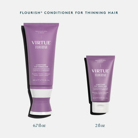 VIRTUE bottle staged with towel, conveys salon-quality self care at home