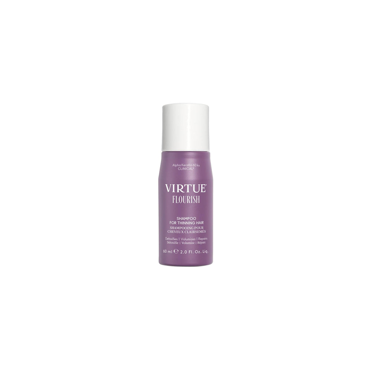 VIRTUE front bottle view showing clean design and volume benefits