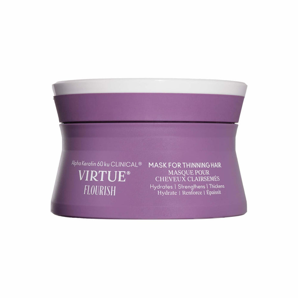 VIRTUE front packaging of Flourish Mask shows clean design and size benefit