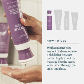 VIRTUE packaging back panel with ingredient and usage information visible
