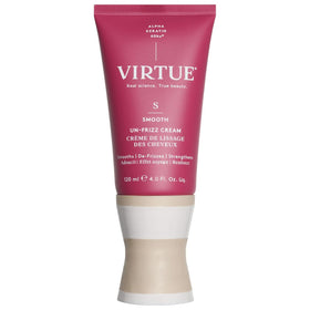 VIRTUE front bottle showing product and sleek hair benefit