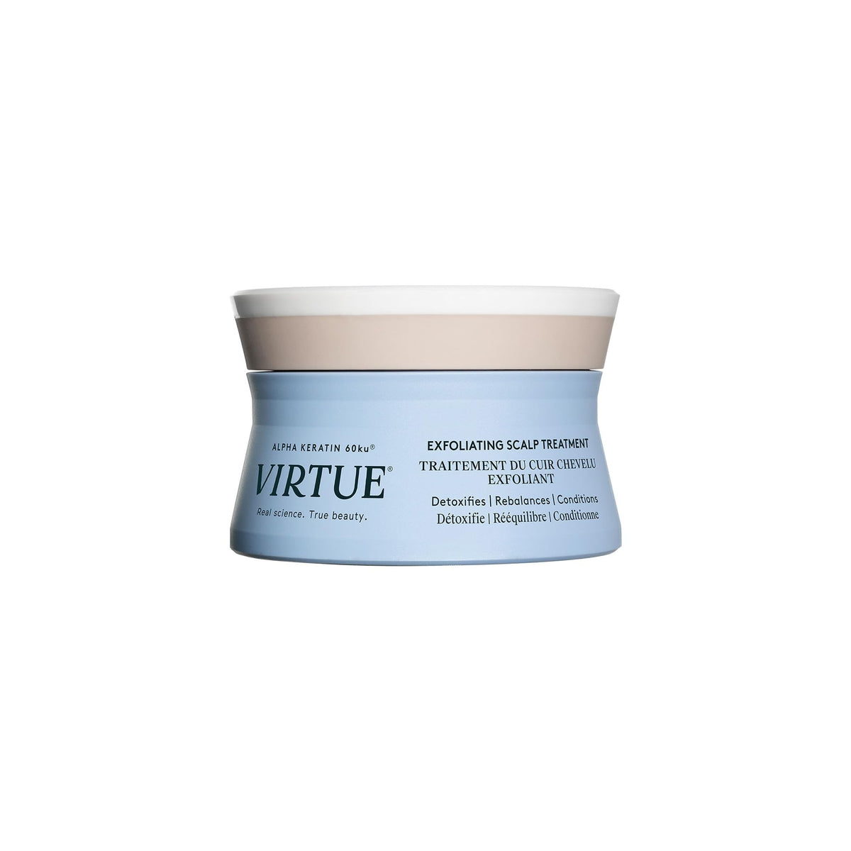 VIRTUE front packaging showing jar and label for clear product identification and trust