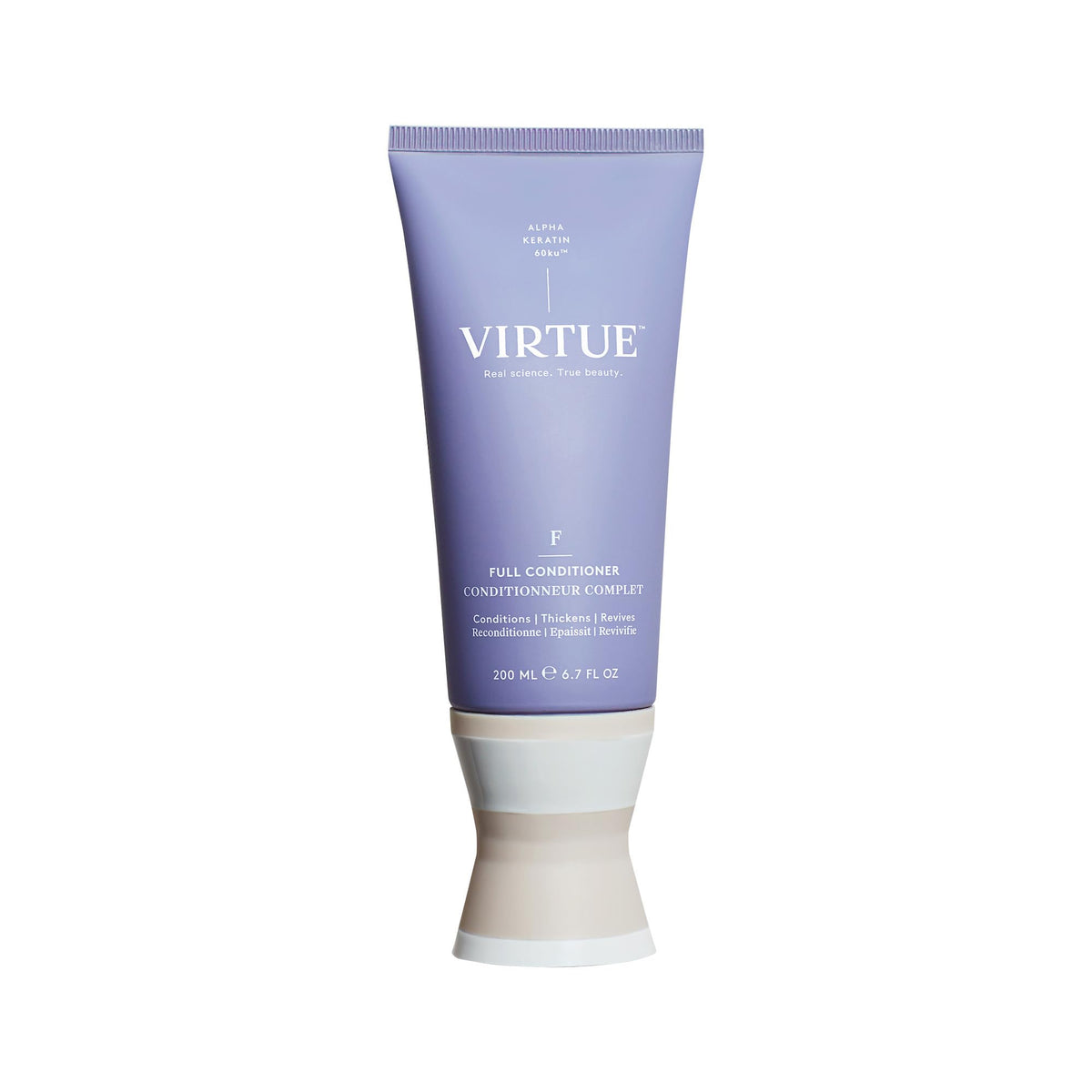 VIRTUE front bottle view showing product and easy dispensing benefitting routine