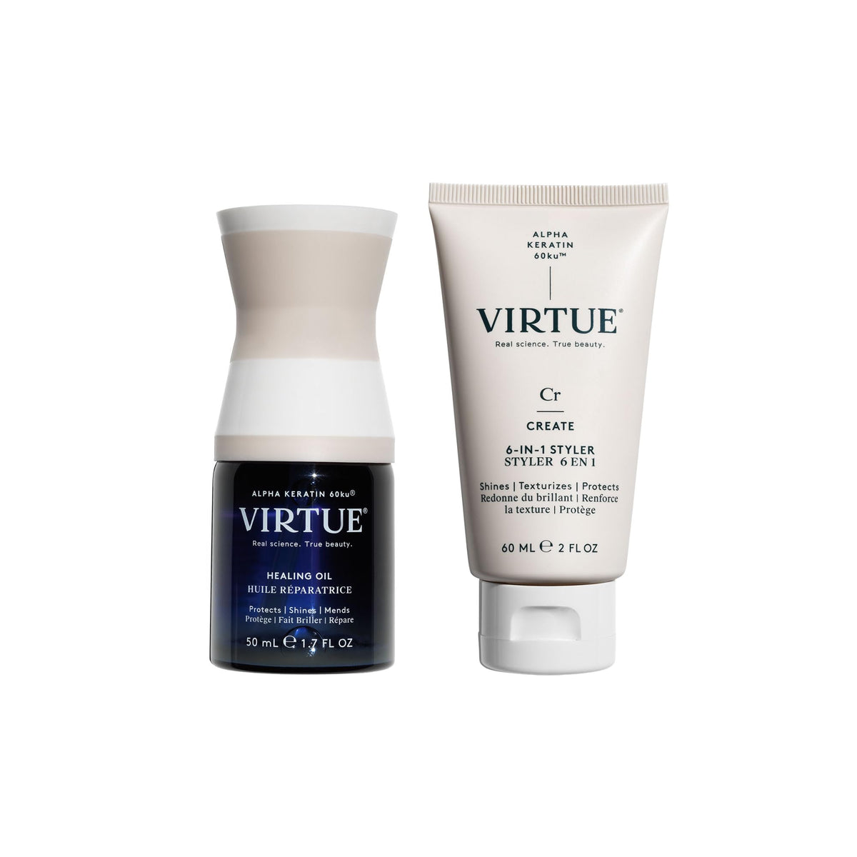 VIRTUE Healing Hair Oil front bottle showing repair benefits