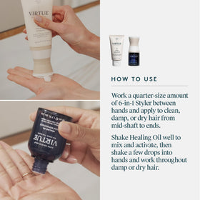 VIRTUE oil pump and droplet texture illustrating lightweight nourishment