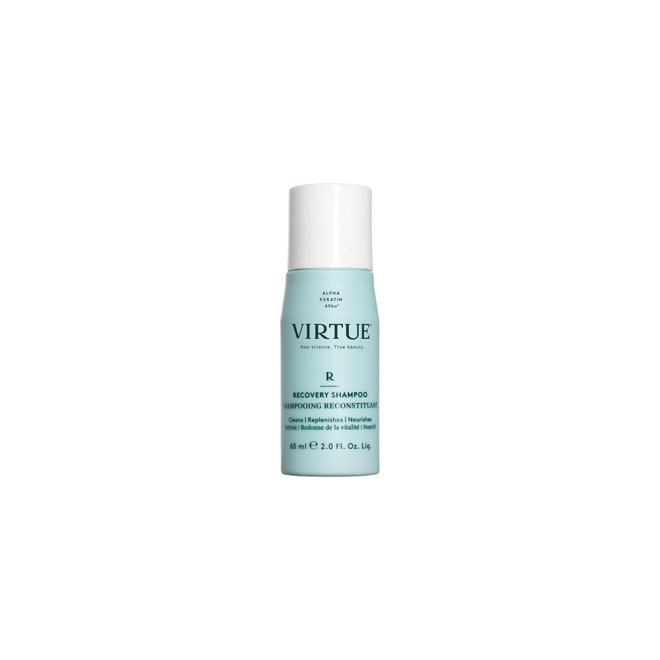 VIRTUE front bottle showing label and sleek packaging benefit visible
