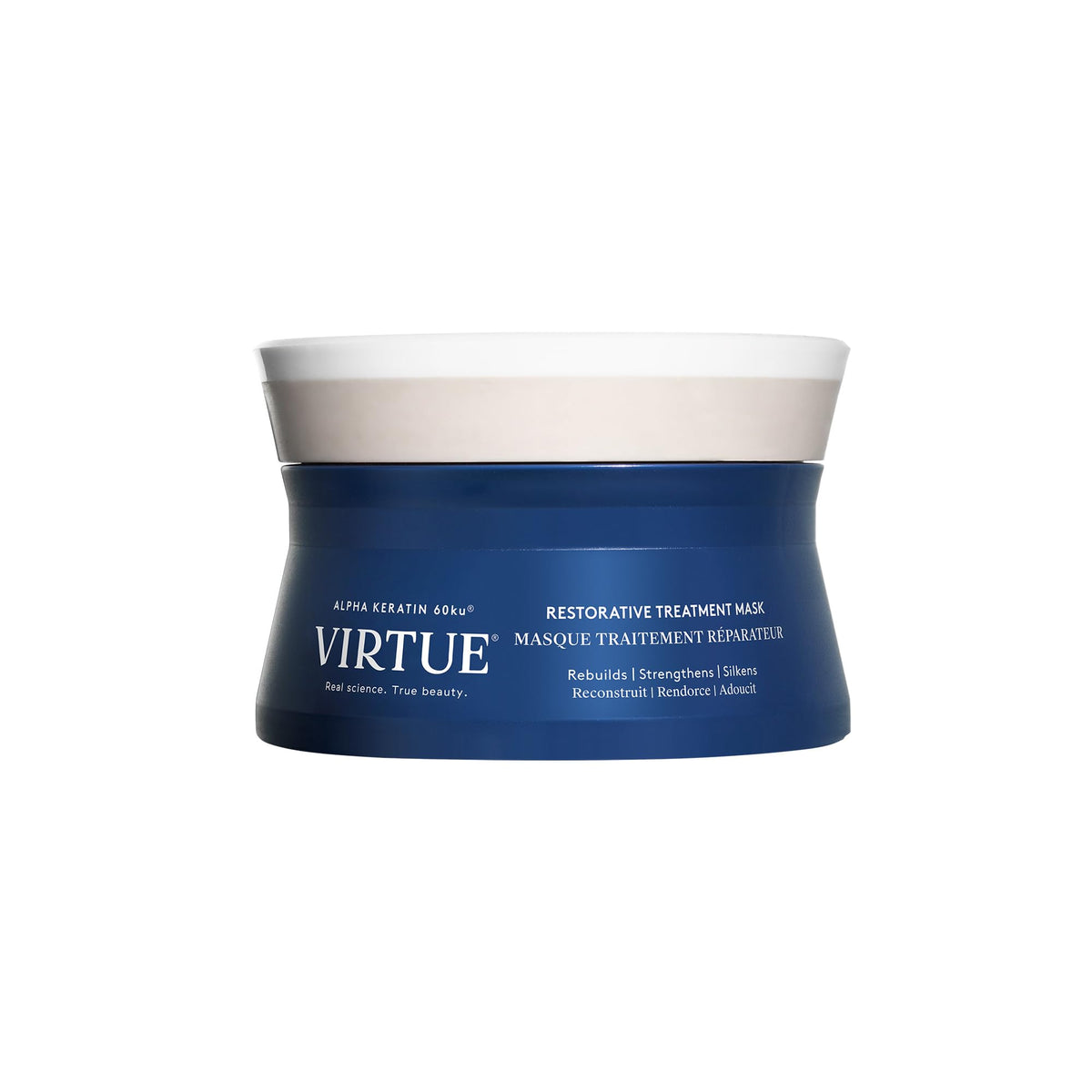 VIRTUE jar front view showing restorative mask packaging and brand clarity