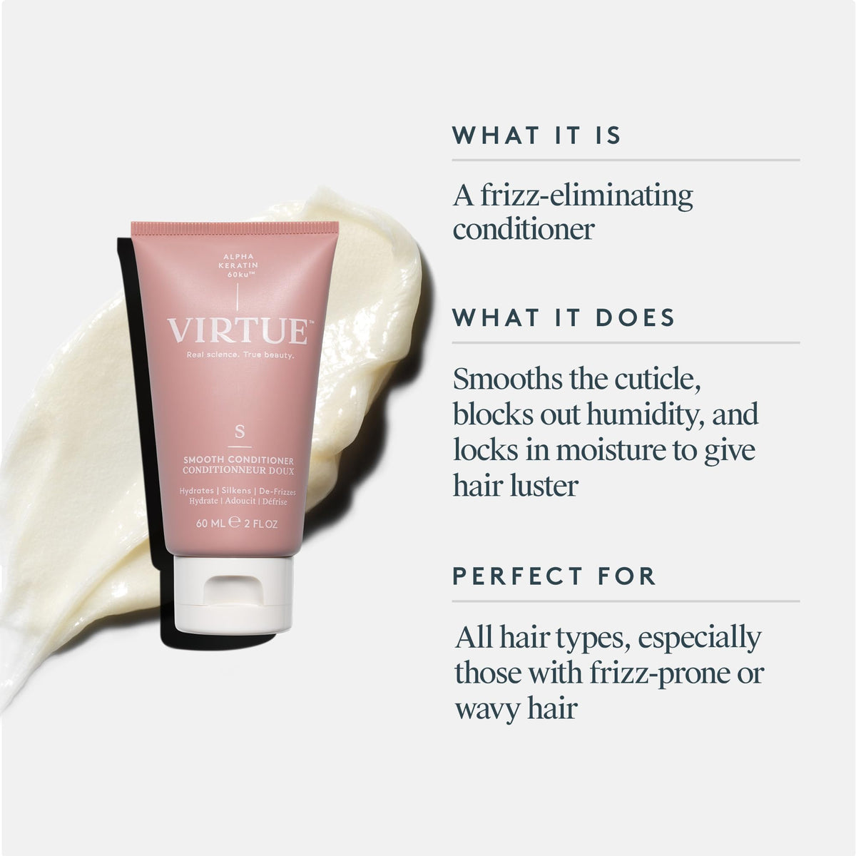 VIRTUE pump and cap detail highlighting easy dispensing benefit