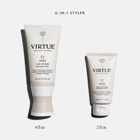Virtue styler used on dry second-day hair demonstrating frizz control and refreshed look