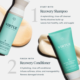 VIRTUE creamy shampoo texture showing spreadability and richness