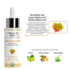 Visage Pure dropper close-up releasing clear serum for precise application