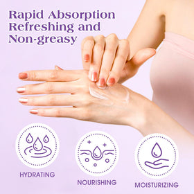 Person applying VISCOO hand cream demonstrating quick absorption benefit
