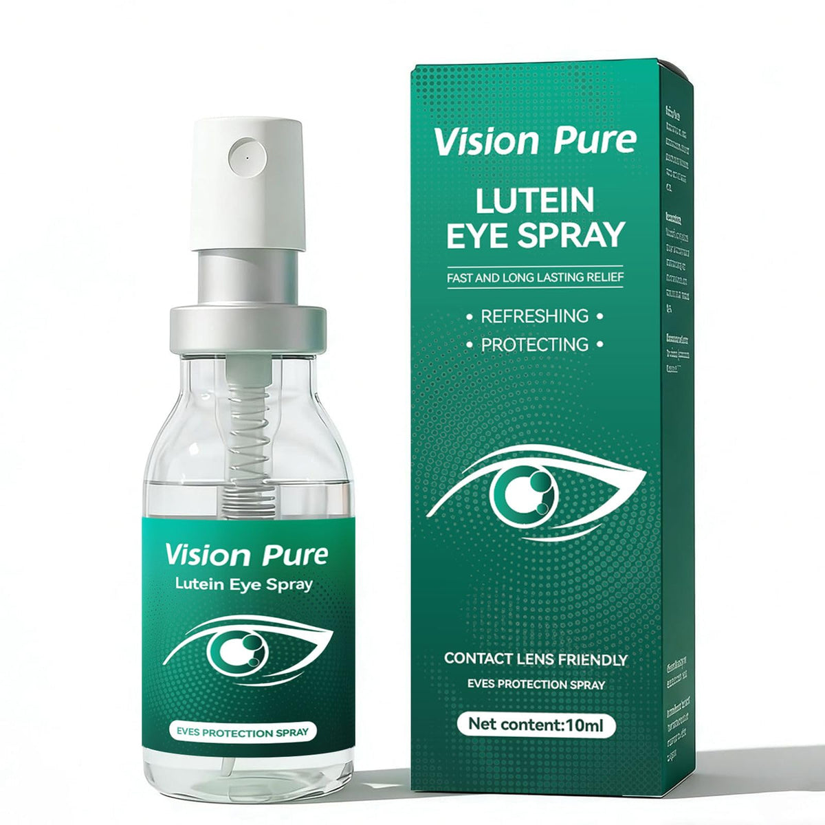 Vision Pure front packaging showing compact 10 mL bottle and clear branding for portability