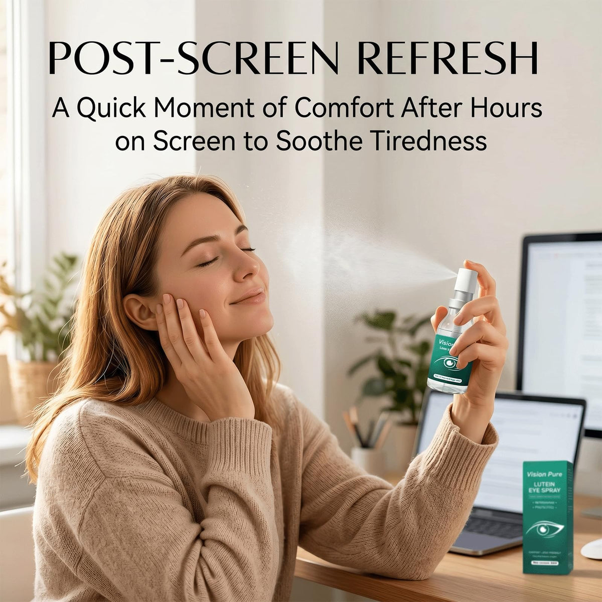 Vision Pure lifestyle commute refresh scene showing brand providing on-the-go eye comfort