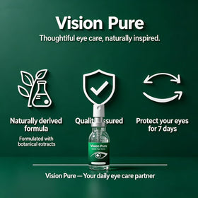 Vision Pure mist in use over closed eyes for quick hydration and comfortable refreshment