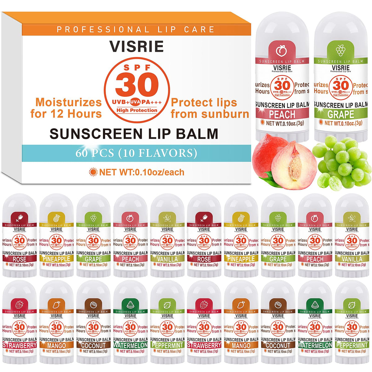 VISRIE front packaging showing 60-count bulk and SPF 30 benefit