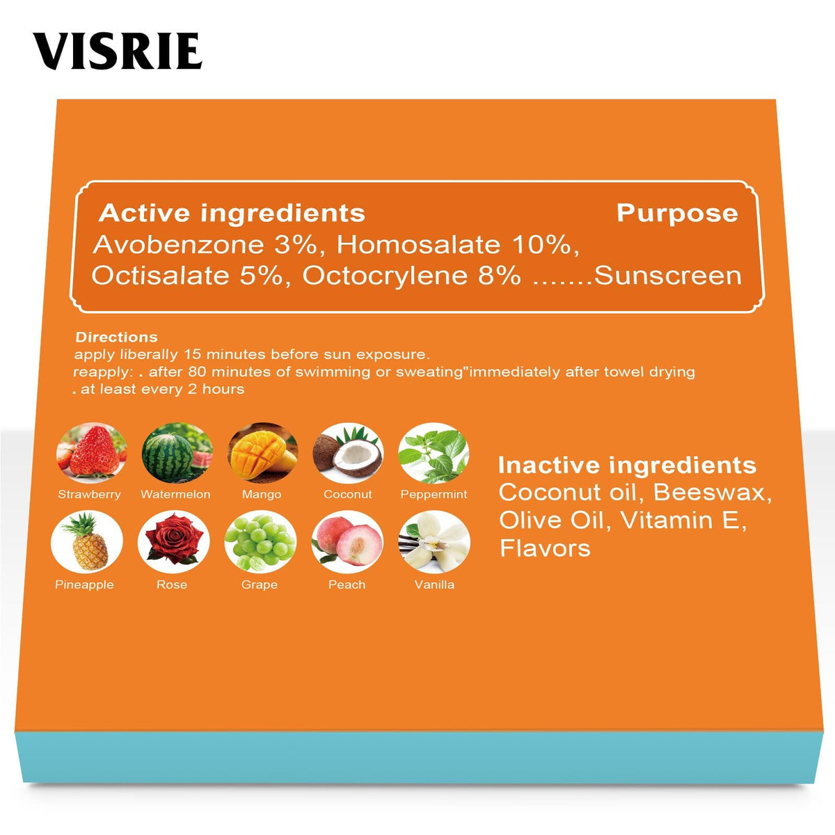 VISRIE lip balms inside a beach bag conveying easy portability and sun readiness