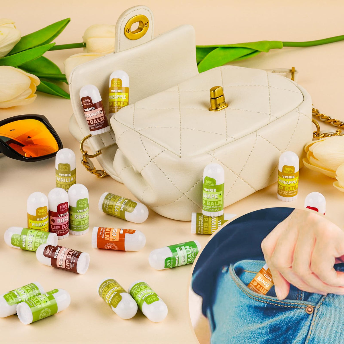 VISRIE beeswax and shea butter ingredients poured, illustrating natural nourishment
