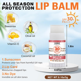 VISRIE lip balm held in hand showing compact travel-friendly size