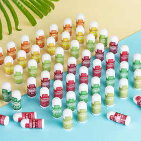 VISRIE party table with mini lip balms displayed as favors for gifting convenience