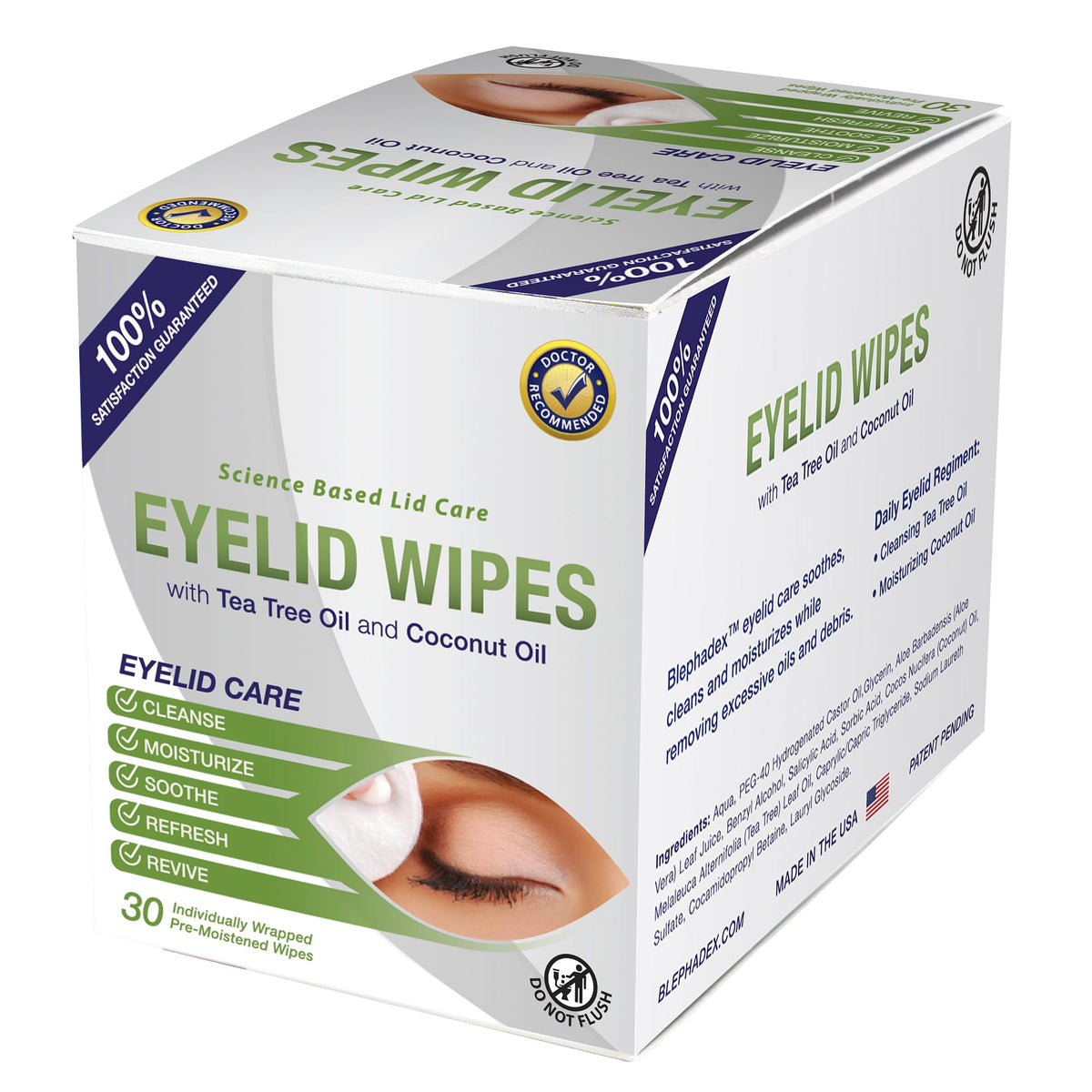 Visual Advantage wipe removing eye makeup demonstrating gentle, effective cleansing
