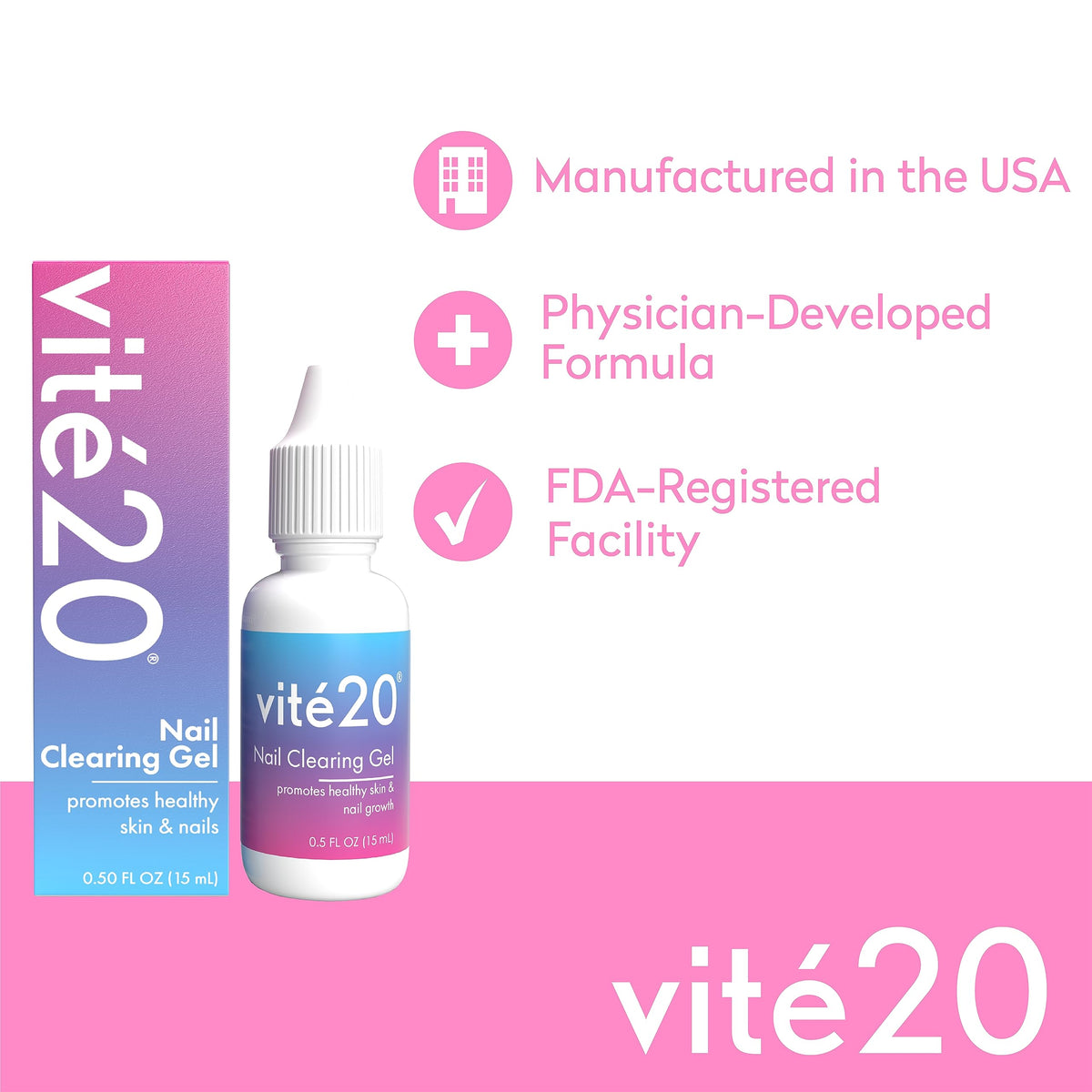 VITÉ20 on bathroom counter in lifestyle setting, easy daily nail care