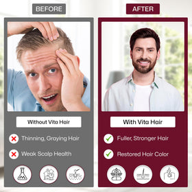 Vita Green before-and-after illustration suggesting fuller hair look